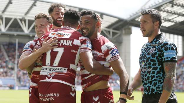 Super League: Wigan Warriors 44-18 Leigh Leopards - Miski treble sees Challenge Cup finalists beaten