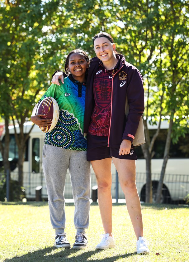 Romy Teitzel With A Fan From The Broncos Community.