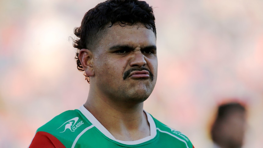 A South Sydney NRL player reacts after his side lost to the Newcastle Knights.