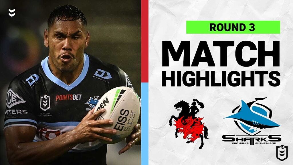 WATCH:  Exciting NRL Clash: Dragons vs Sharks | Round 3 Highlights