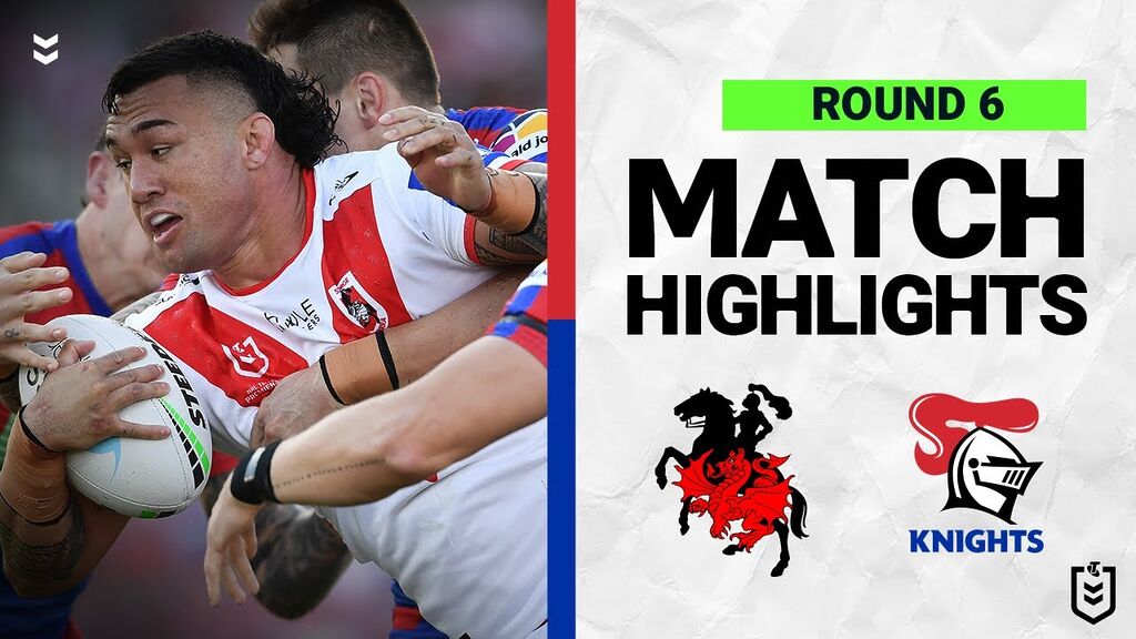 WATCH:  Thrilling NRL Clash: Dragons vs Knights | Round 6 Highlights