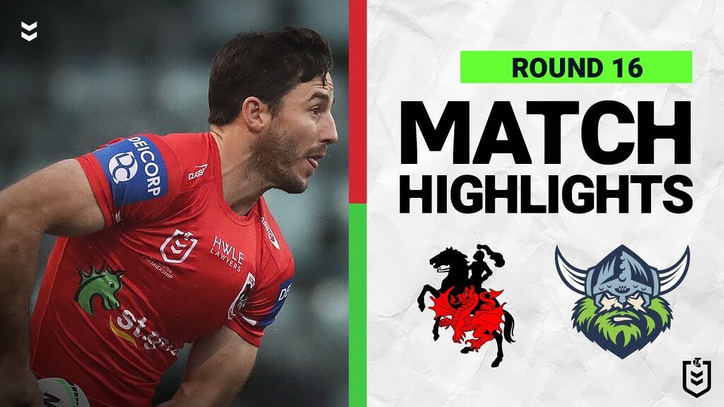 WATCH:  Thrilling NRL Clash: Dragons vs Raiders | Round 16 Highlights