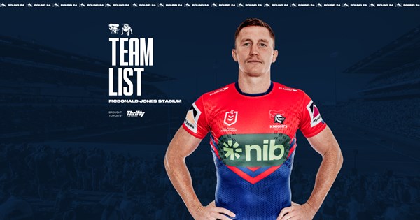 Who is in the Knights v Bulldogs Round 24 NRL team?