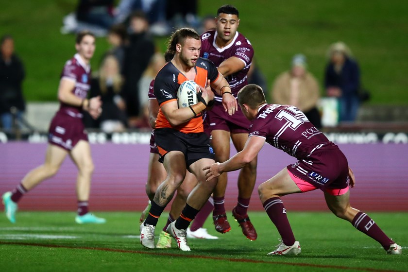 Feledy in action against the Sea Eagles in this year's Jersey Flegg Cup