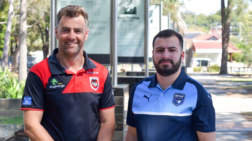 Dragons Community Manager Adam Bezzina with NSW League & Club Support Coordinator Joshua Elias.