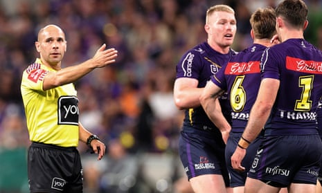 Ashley Klein is in the spotlight after making a series of refereeing mistakes during the NRL semi-final between the Roosters and Melbourne Storm.