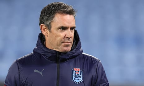 Brad Fittler wearing a NSW Blues jacket