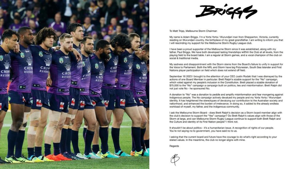 Aussie rapper’s letter rocks Melbourne Storm