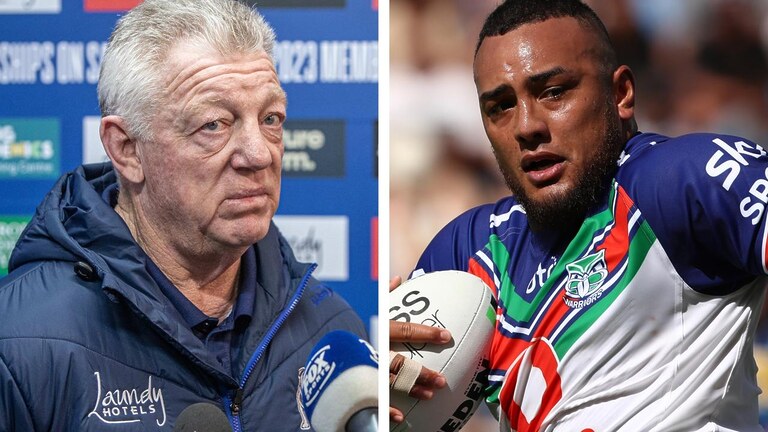 Bulldogs boss Phil Gould and Addin Fonua-Blake.