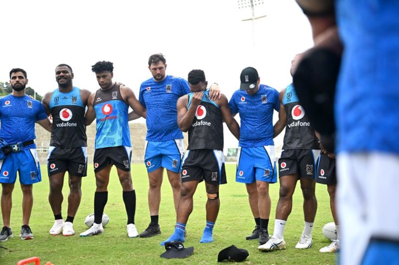 Bati team-mates consoled Sunia Turuva after he was ruled out of  the Pacific Bowl final with a calf injury.