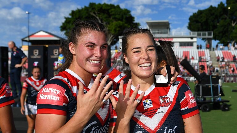 Jess Sergis and Isabelle Kelly will continue to dominate, with both centres signed long term at the Roosters. Picture: Albert Perez/Getty Images