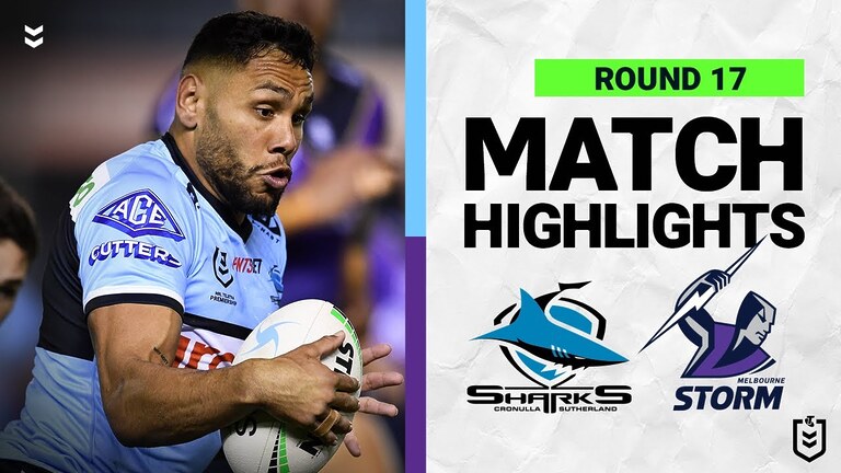 WATCH: High-intensity NRL match highlights: Sharks vs  Storm - Round 17