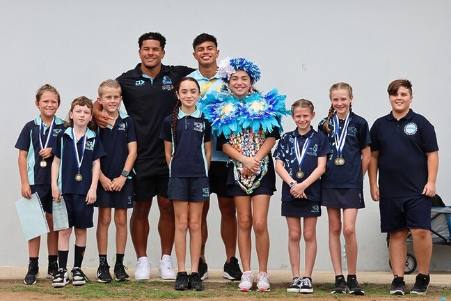 Keano Kini and Josiah Pahulu visited Flagstone State School on Wednesday.