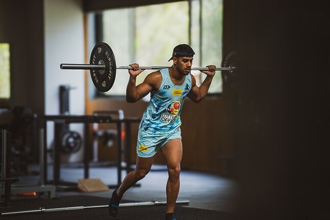 Khan-Pereira working hard in the gym over the pre-season.