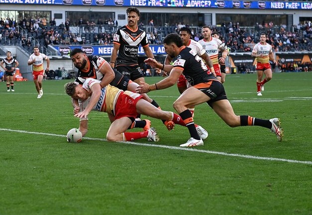 Jack Bostock scored his debut NRL try against Wests Tigers in Round 25.