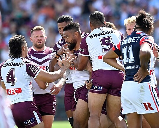 Follow me boys....captain Toff Sipley scores against the Roosters