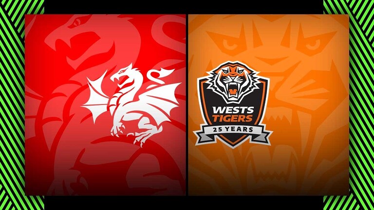 WATCH: Exciting Highlights: St  George Illawarra Dragons vs  Wests Tigers