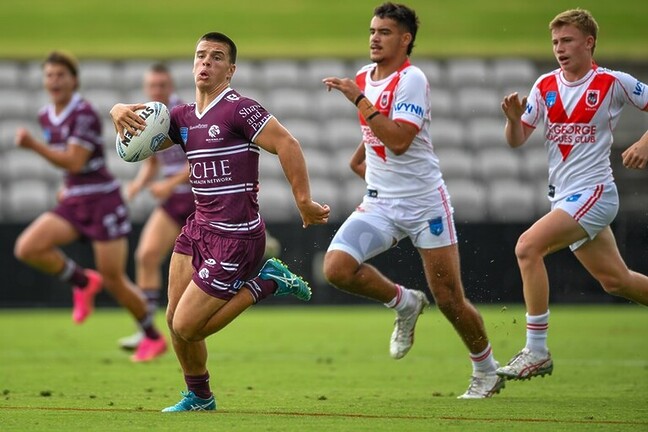 Clean heels...Dylan Simmons opens up the Dragons defence at Kogarah