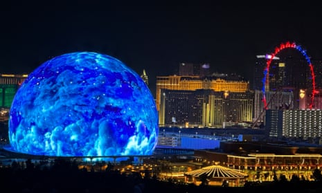 The MSG Sphere illuminates the Las Vegas skyline to celebrate American Independence Day in 2023