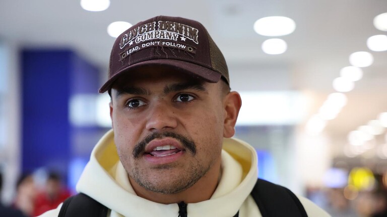 Latrell Mitchell was asked about the alleged incident at Sydney airport on Thursday morning. Picture: Tim Hunter.