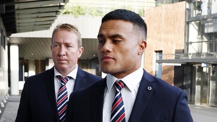 Trent Robinson was one of many Roosters officials at Spencer Leniu’s hearing. Picture: Jonathan Ng