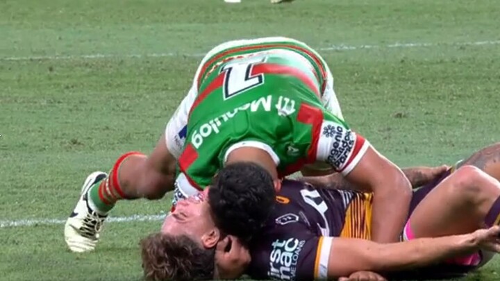 It's amazing Reece Walsh didn't present with hickies after this tender moment. Photo: NRL, Fox League.