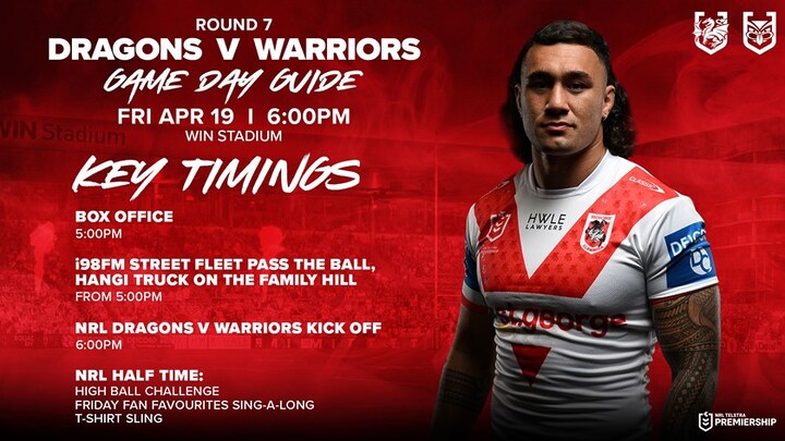 NRL Round 7 Preview: Dragons back at WIN for Warriors clash