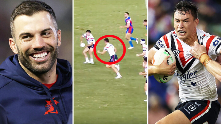 NRL fans call for James Tedesco switch after Joey Manu's 'insane' display in Roosters win