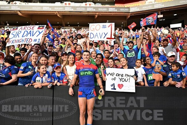 David Armstrong with his supporters.