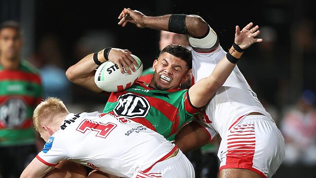 Leon Te Hau, seen here during the NRL Pre-Season Challenge against the Dragons in February, collapsed at training. (Photo by Matt King/Getty Images)