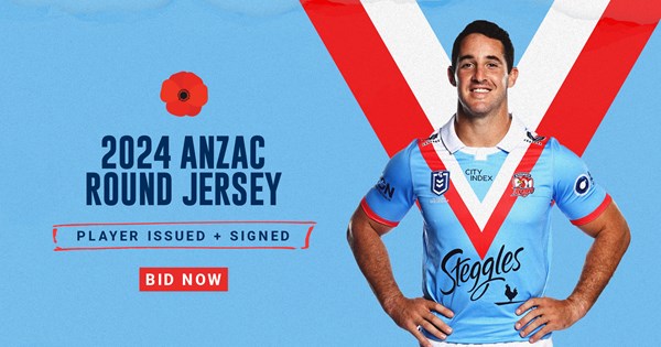 Roosters continue tradition with ANZAC jersey auction