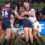 Taane Milne's horror tackle on Cameron Munster. Photo: Fox Sports
