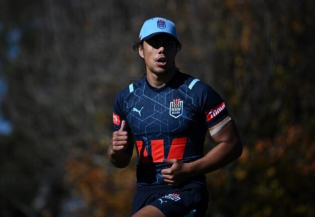 Jarome Luai at Blues training in the Blue Mountains