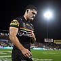 Nathan Cleary walks from the field after suffering a hamstring injury last weekend.