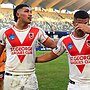 Loko Tonga and Finau Latu congratulating one another.