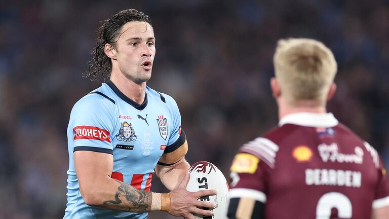 Nicho Hynes had a mixed night in the State of Origin opener. Picture: Cameron Spencer/Getty Images