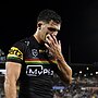 Nathan Cleary limped off just before halftime in Penrith’s win over the Bulldogs. Picture: NRL Photos