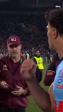 The moment QLD great sprays NSW star in wild Origin sideline eruption