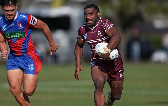 Superb....centre Alton Naiyep showed sheer speed and power to score a great try against the Knights