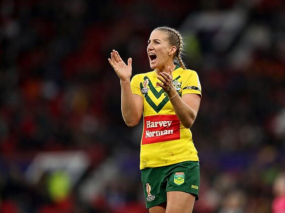 Jillaroos star Ali Brigginshaw wants the ‘Matildas moment’ for women’s rugby league in Las Vegas 2025. Picture: Getty Images