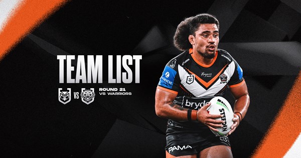 Team List: NRL Round 21 vs Warriors