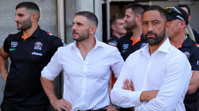 Robbie Farah won’t be at the Wests Tigers next year, but coach Benji Marshall denies it’s because the club wants a more experienced coach. Picture: NRL Photos