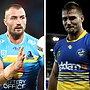 Kieran Foran with the Titans and Eels. Photos: Getty Images