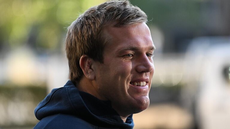 NSW captain Jake Trbojevic leaves the hotel after winning last night’s State of Origin. Picture: NewsWire