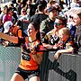 Vette-Welsh celebrates Wests Tigers very first win in the NRLW in Round 1 last year