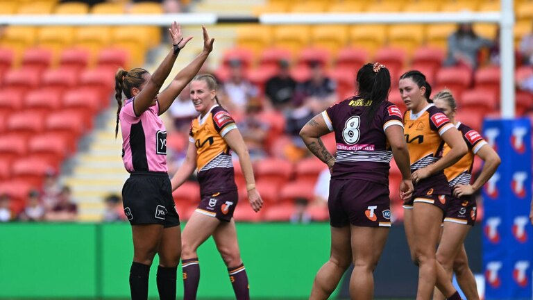 Annetta-Claudia Nu'uausala of the Broncos getting sent off against the Eels. (Photo by Albert Perez/Getty Images)