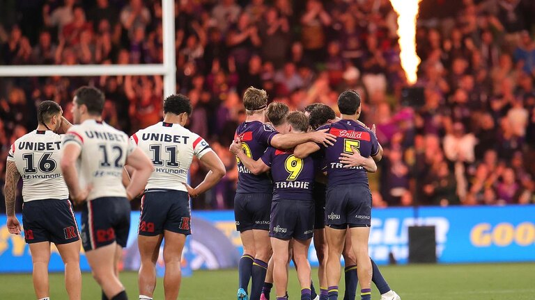 The Storm knocked the Roosters out of the finals last year with a thrilling win in Melbourne. Picture: Kelly Defina/Getty Images