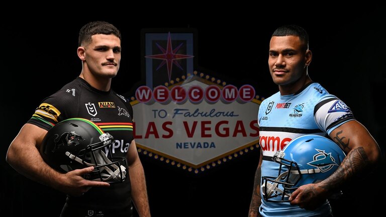 Nathan Cleary’s Panthers and Sione Katao’s Sharks will close the 2025 show. Picture: NRL Photos