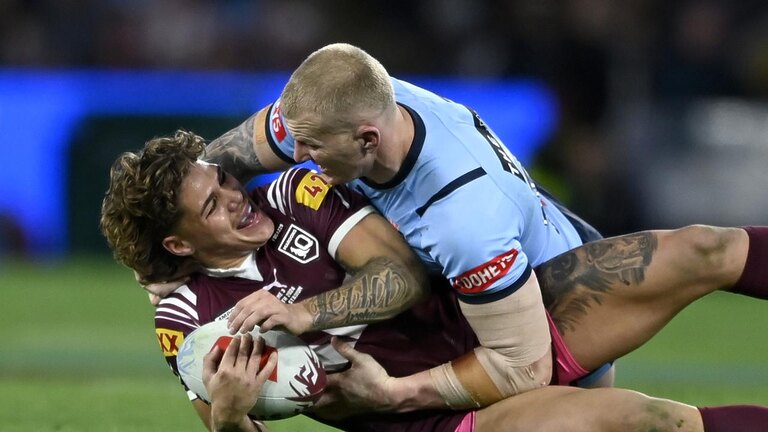 The Blues went after Reece Walsh at every opportunity throughout the series. Picture: NRL Photos/Gregg Porteous