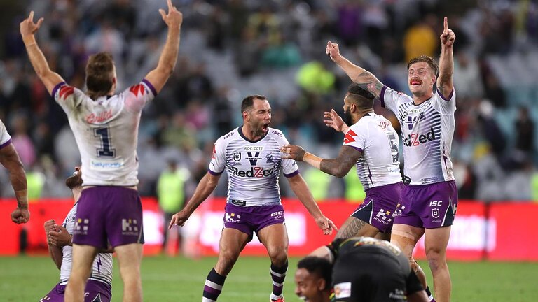 Penrith and Melbourne will renew their rivalry on Thursday with the minor premiership on the line. Picture: Mark Kolbe/Getty Images